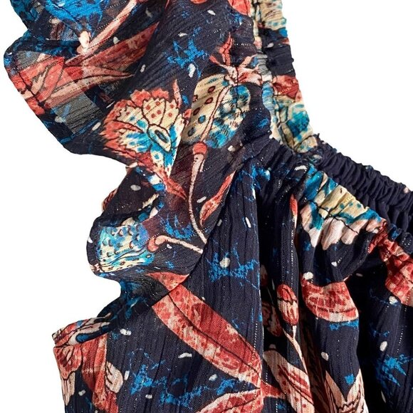 Express Ruffle Sleeve Floral Print Cropped Top XS - Picture 4 of 9